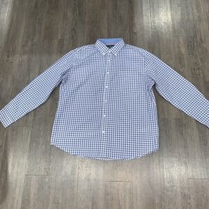 Classic Collection Men Blue Plaid Regular Fit Button Up Shirt XL Long Sleeve